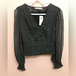 Abercrombie & fitch balloon sleeve plunge blouse